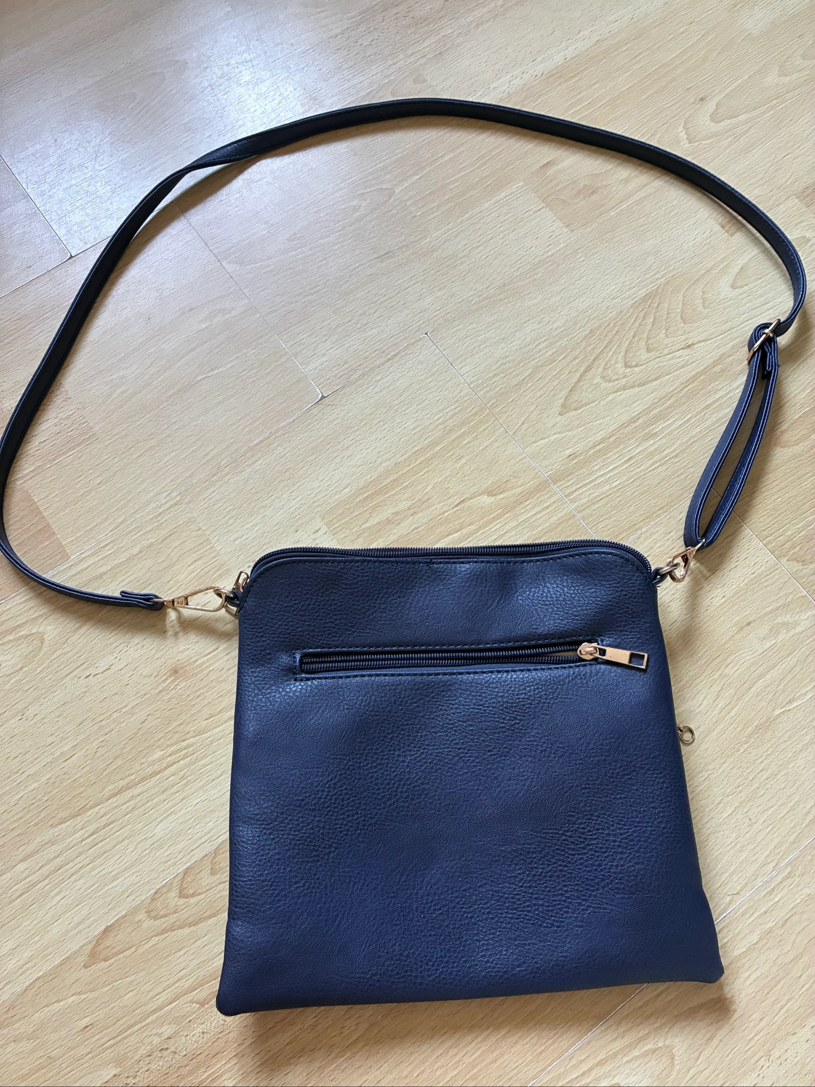 Bolsa de ombro dourada azul marinho couro sintético feminino – photo 2